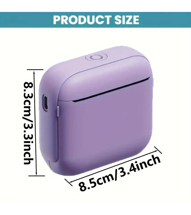 Purple Portable Wireless Thermal Printer for Photos Labels Notes Compatible with iOS Android - Image 2