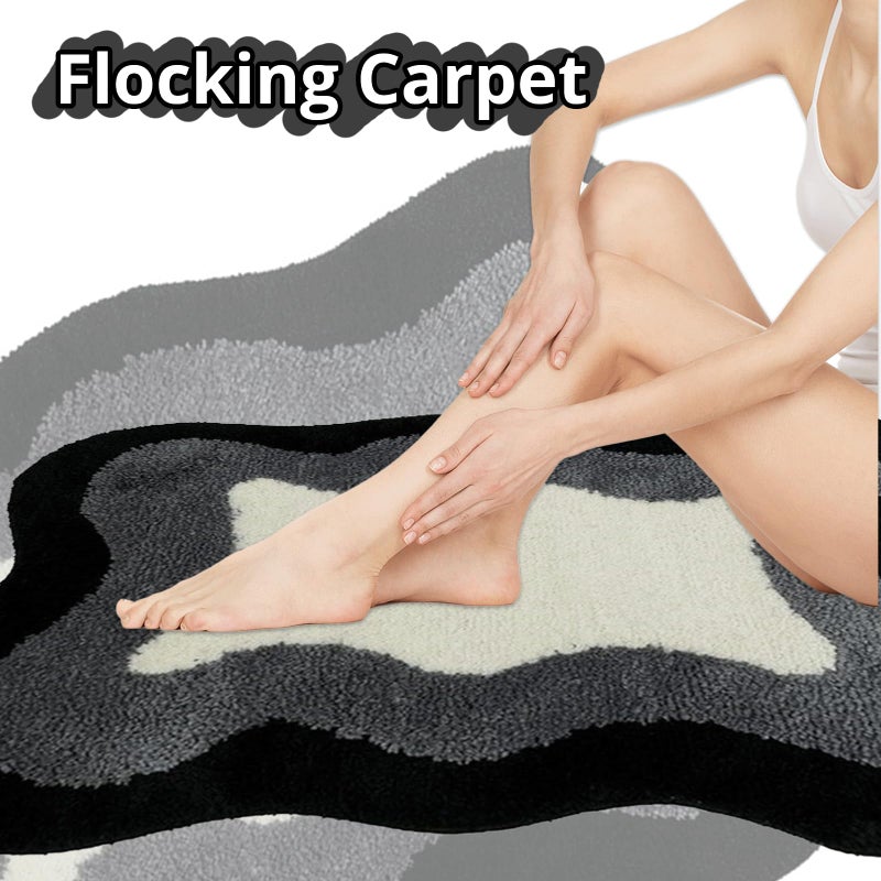 LOTUSTAR Room Decor Y2K Cool Rugs Aesthetic Cloud Carpet Area Rug Modern for Bedroom Living Room (1.3'Ã—2.0',Black) - Image 2