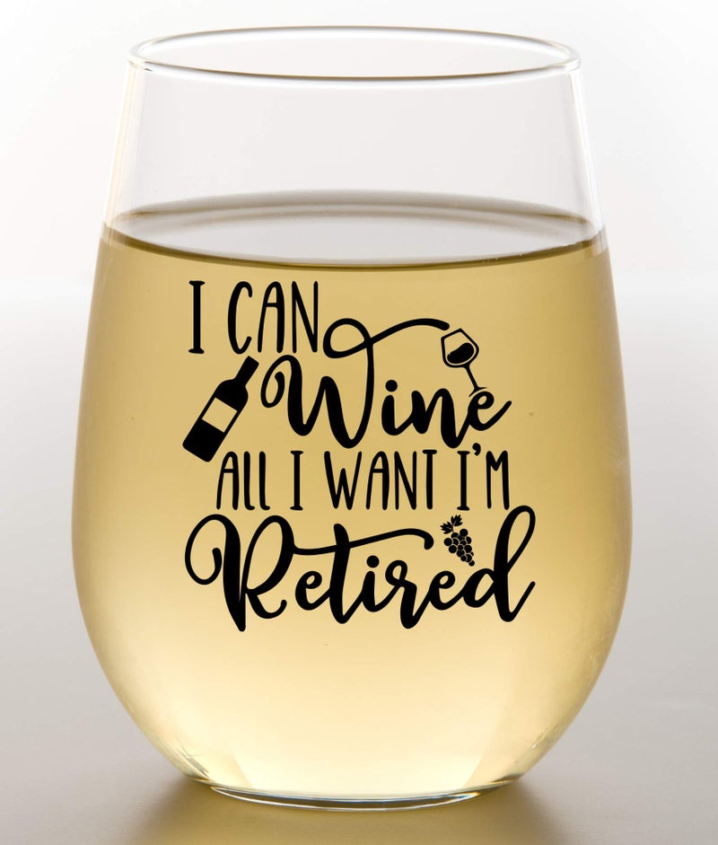 GLASSICLE Retirement Wine Glass  15 Oz ScratchResistant Funny Wine Glass  Funny Retirement Gifts for Women  Unique Retirement Glass for Wine Lovers  Printed in the USA