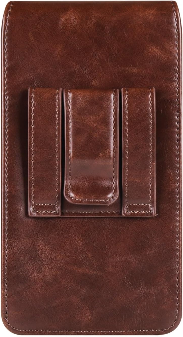 Phone Holster Leather Universel Cell Phone Pouch with Belt Clip Holster Case Compatible with Motorola Moto G Stylus 5G,Defy (2021),G40 Fusion,G100,G60,Moto G Stylus 5G,7.2 inch Pouch Case Phone Bag Ca - Image 3