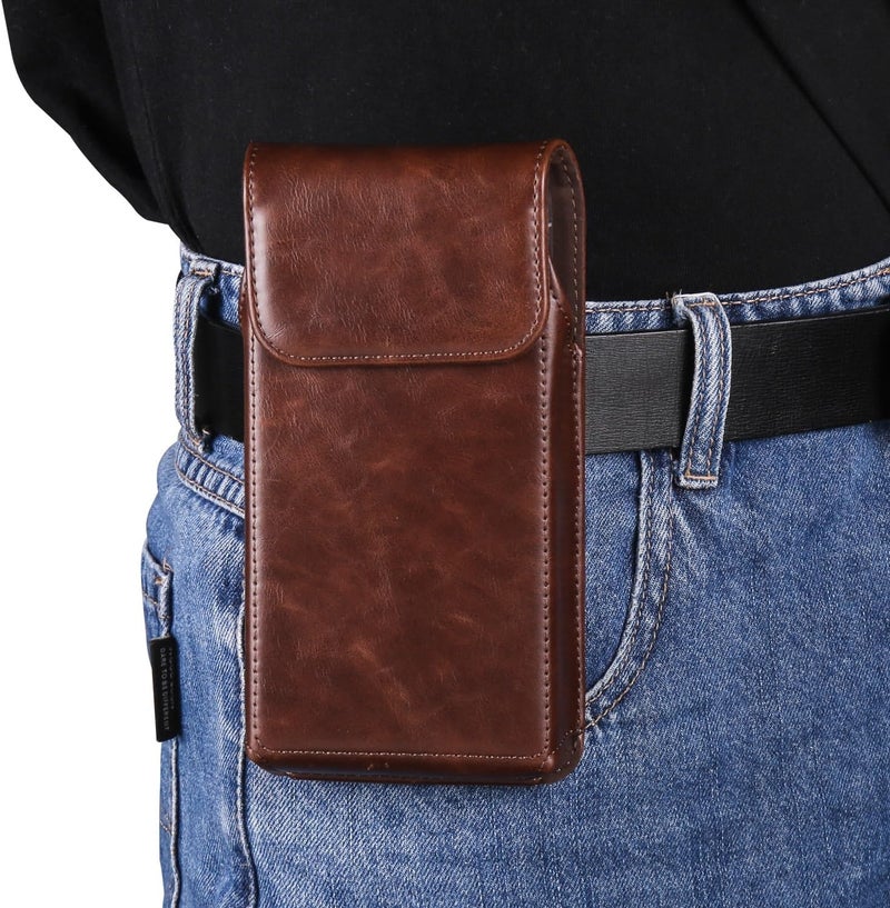 Phone Holster Leather Universel Cell Phone Pouch with Belt Clip Holster Case Compatible with Motorola Moto G Stylus 5G,Defy (2021),G40 Fusion,G100,G60,Moto G Stylus 5G,7.2 inch Pouch Case Phone Bag Ca - Image 1