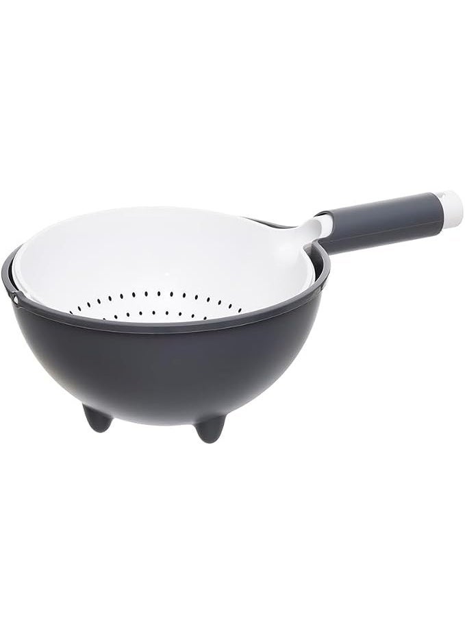 Aksa Kova Plastic Strainer Double Layer Rotatable - White with grey - Image 4