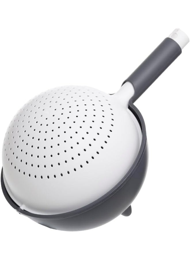 Aksa Kova Plastic Strainer Double Layer Rotatable - White with grey - Image 2