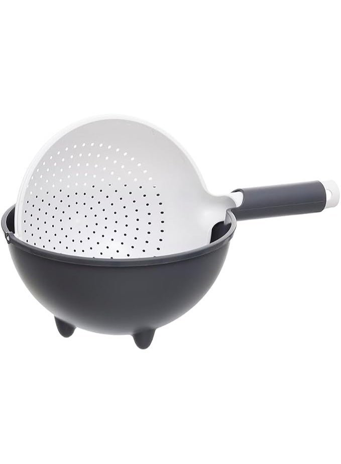 Aksa Kova Plastic Strainer Double Layer Rotatable - White with grey - Image 3