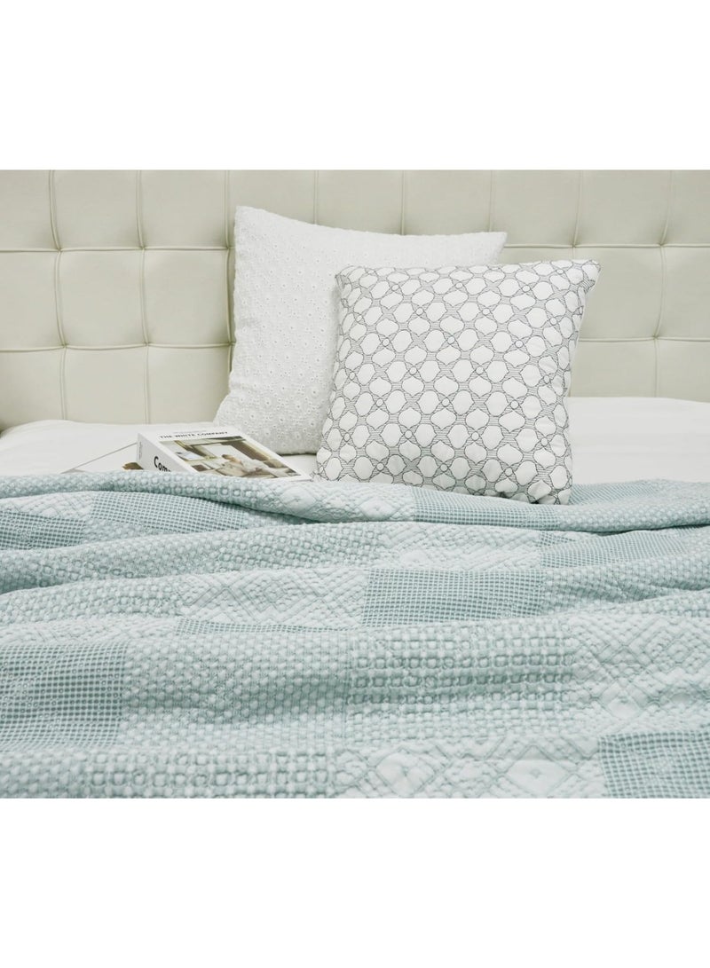 GOLD MANTIS Cotton Stonewash Quilt Set – Ultra Soft 100% Cotton Bedspread with Vintage Texture – Lightweight & Breathable All-Season Quilt – Available in King Sizes (Mist Blue, King) - Image 3