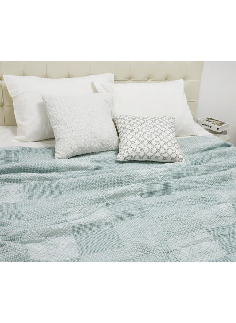 GOLD MANTIS Cotton Stonewash Quilt Set – Ultra Soft 100% Cotton Bedspread with Vintage Texture – Lightweight & Breathable All-Season Quilt – Available in King Sizes (Mist Blue, King) - Image 2