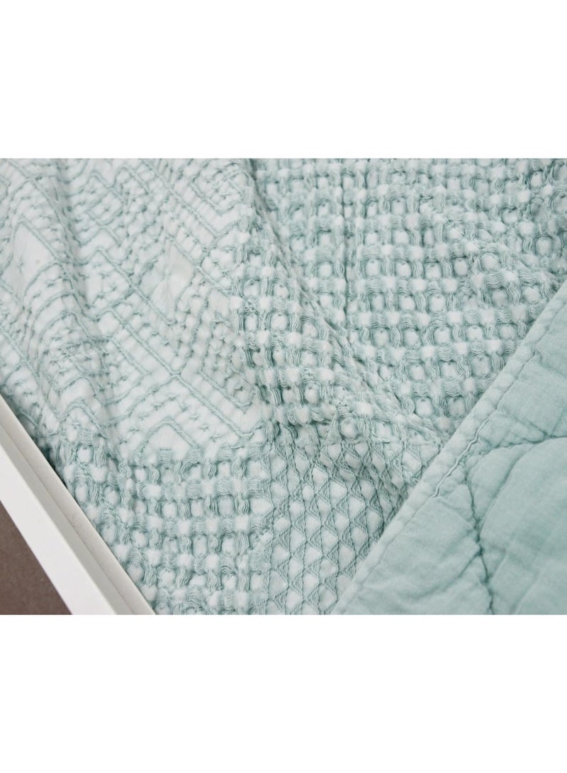 GOLD MANTIS Cotton Stonewash Quilt Set – Ultra Soft 100% Cotton Bedspread with Vintage Texture – Lightweight & Breathable All-Season Quilt – Available in King Sizes (Mist Blue, King) - Image 5