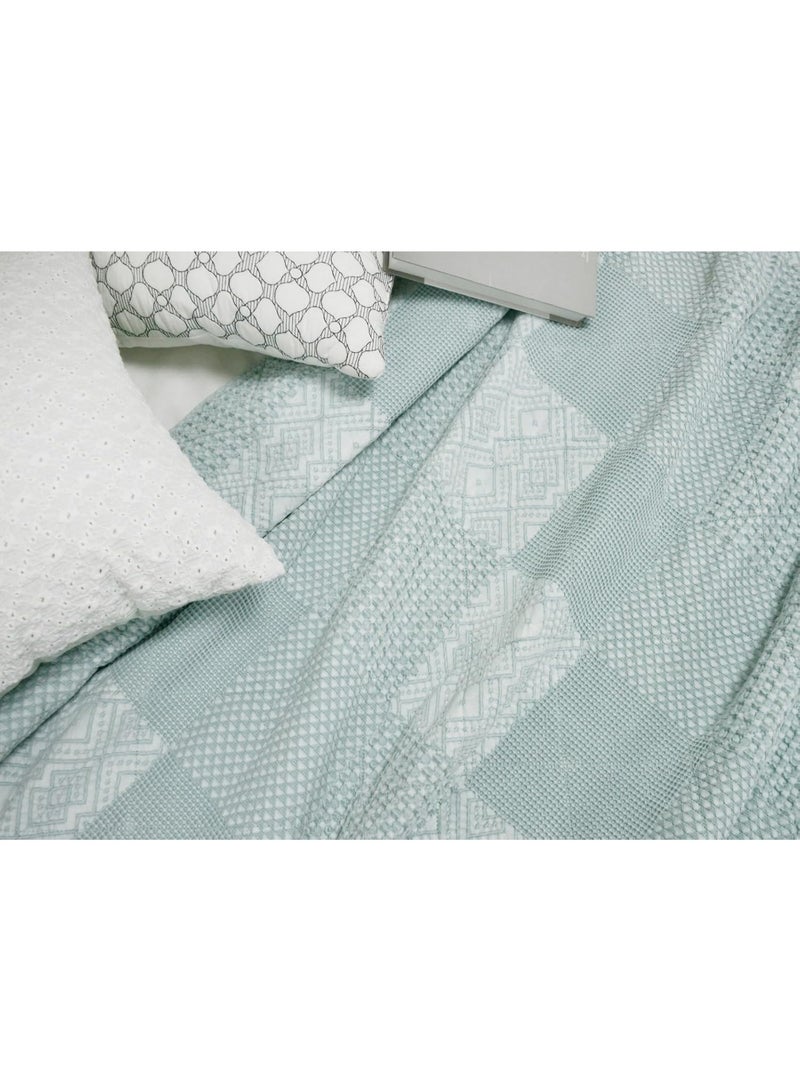 GOLD MANTIS Cotton Stonewash Quilt Set – Ultra Soft 100% Cotton Bedspread with Vintage Texture – Lightweight & Breathable All-Season Quilt – Available in King Sizes (Mist Blue, King) - Image 4