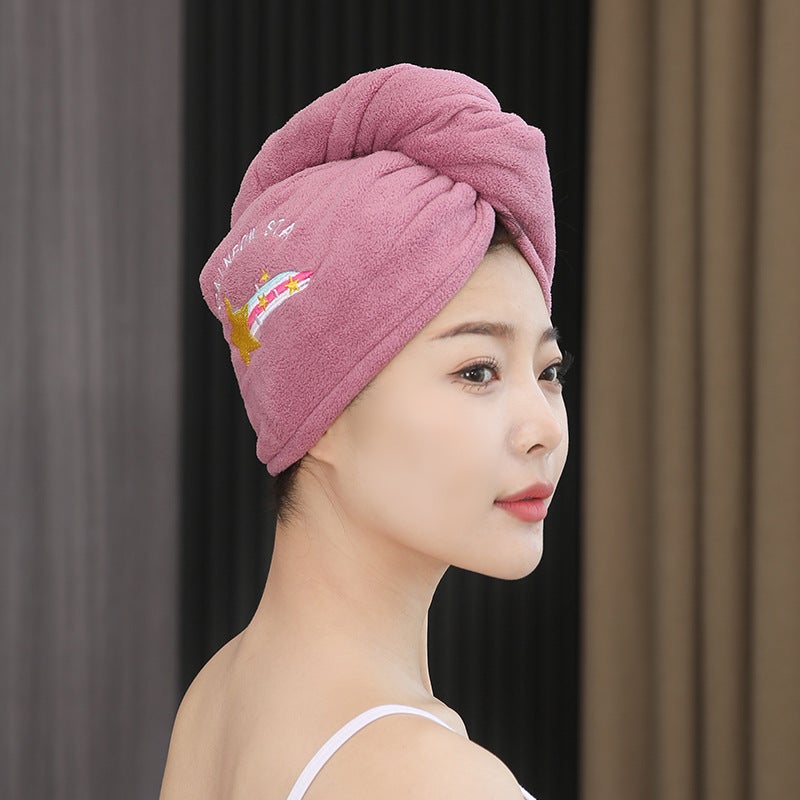 Generic Super Absorbent Hair Drying Towel Cap Bean paste 