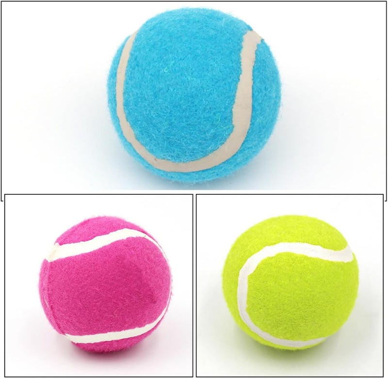 6pcs Dog Balls Set for Fetch and Training, High Elasticity Rubber Tennis Balls, Small Size, Multi-Color (Blue, Pink, Yellow), Interactive Outdoor Activity for Puppies and Dogs - Image 5