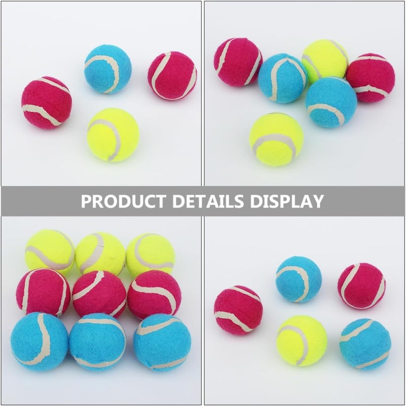 6pcs Dog Balls Set for Fetch and Training, High Elasticity Rubber Tennis Balls, Small Size, Multi-Color (Blue, Pink, Yellow), Interactive Outdoor Activity for Puppies and Dogs - Image 4