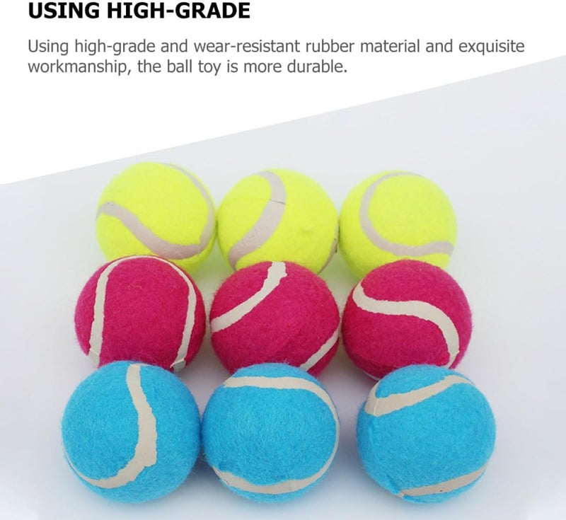 6pcs Dog Balls Set for Fetch and Training, High Elasticity Rubber Tennis Balls, Small Size, Multi-Color (Blue, Pink, Yellow), Interactive Outdoor Activity for Puppies and Dogs - Image 3