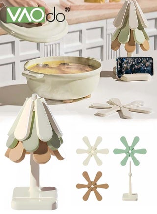 4PCS Trivets for Hot Dishes Anti-slip Foldable Tree Trivet Thickening Silicone Trivet Mats for Hot Dishes/Pot/Bowl/Teapot/Hot Pot Holders,Food Grade Silicone & BPA Free, 3 Trivet + 1 Stand - pzsku/ZAC4F282F9809C0FDA2F8Z/45/_/1730084051/f83542fd-3d80-438d-be65-f29df998d024