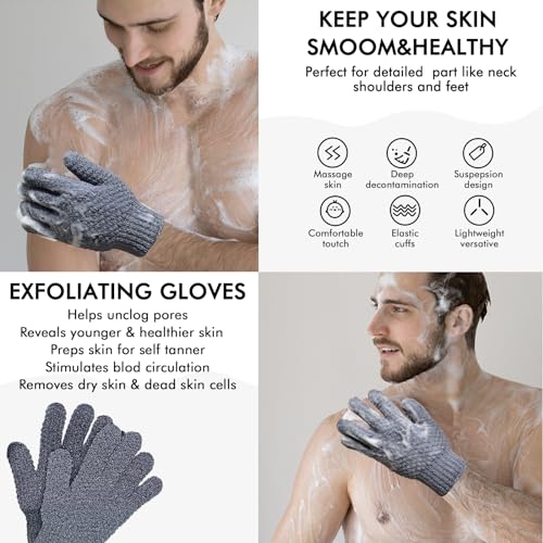 Yiclick Heavy Exfoliating Gloves, Exfoliating Body Scrubber for Bath Shower Exfoliation, Body Scrub Exfoliator for Dead Skin Remover, Exfoliate Sponge Loofah Washcloth Mitt Men Women - Image 4