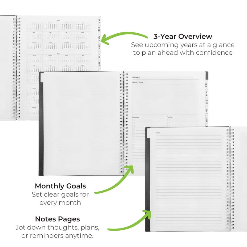 WallDeca 2026 Planner, Agenda Planner With Weekly And Monthly View, Daily Agenda Book And Yearly Planners Calendar Book, Spiral Bound With Tabs, Notes, Goals And Holidays (8.5 x 11 in) - Image 3
