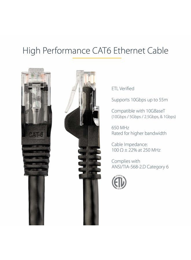 StarTech .com Cat6 Ethernet Cable - 75 ft - Black - Patch Cable - Snagless Cat6 Cable - Long Network Cable - Ethernet Cord - Cat 6 Cable - 75ft (N6PATCH75BK) - Image 2