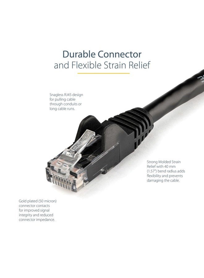 StarTech .com Cat6 Ethernet Cable - 75 ft - Black - Patch Cable - Snagless Cat6 Cable - Long Network Cable - Ethernet Cord - Cat 6 Cable - 75ft (N6PATCH75BK) - Image 3