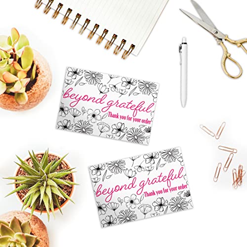 Pro Supply Global (50 Count of Large 4x6 Black and White Floral Thank You Insert Cards Without Envelopes For Your Small Online Business - Displays Customer Appreciation - Image 5
