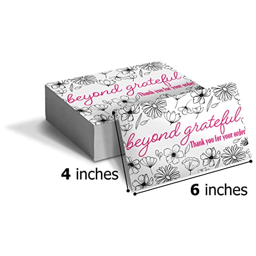 Pro Supply Global (50 Count of Large 4x6 Black and White Floral Thank You Insert Cards Without Envelopes For Your Small Online Business - Displays Customer Appreciation - Image 2