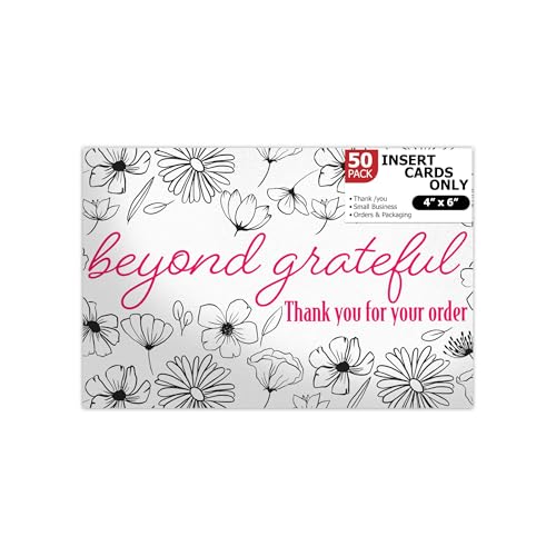 Pro Supply Global (50 Count of Large 4x6 Black and White Floral Thank You Insert Cards Without Envelopes For Your Small Online Business - Displays Customer Appreciation - Image 1