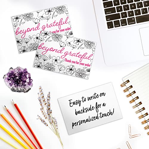 Pro Supply Global (50 Count of Large 4x6 Black and White Floral Thank You Insert Cards Without Envelopes For Your Small Online Business - Displays Customer Appreciation - Image 3