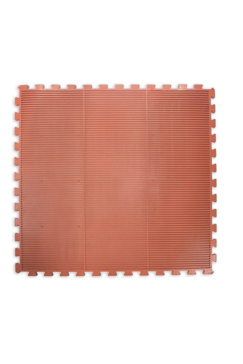 Terrain Vulcan Extreme Interlocking Rubber Gym Floor Mats – Red – 100x100 cm, 15mm Thick – Heavy-Duty Rubber Tiles for Home & Commercial Gym Flooring - Image 1