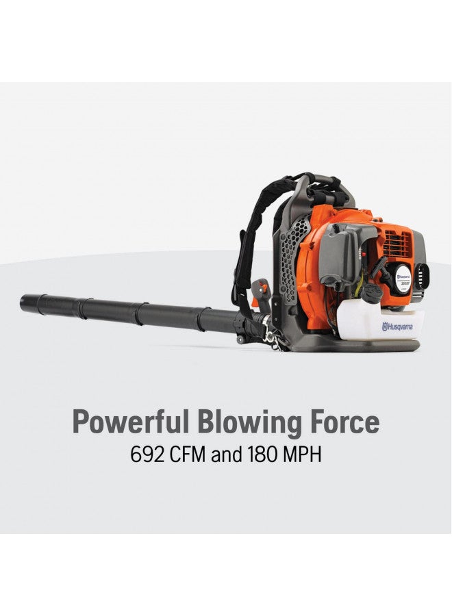 Husqvarna Husqvarna 350BT Gas Leaf Blower, 50.2-cc 2.1-HP 2-Cycle Backpack Leaf Blower with 692-CFM, 180-MPH, 21-N Powerful Clearing Performance and Ergonomic Harness System  - Image 4