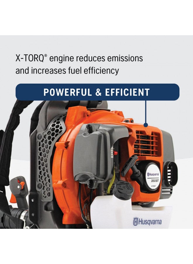 Husqvarna Husqvarna 350BT Gas Leaf Blower, 50.2-cc 2.1-HP 2-Cycle Backpack Leaf Blower with 692-CFM, 180-MPH, 21-N Powerful Clearing Performance and Ergonomic Harness System  - Image 3