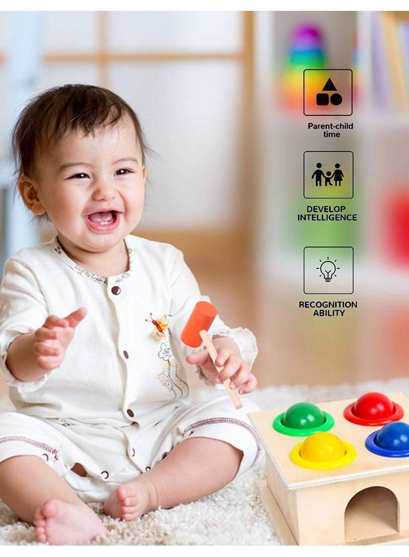 جراب الكرة المطرقة الخشبية من Baybee  مقعد الضرب للأطفال  تطوير المهارات الحركية والبراعة ، ألعاب الأنشطة التعليمية المبكرة للأطفال من عمر سنتين فما فوق