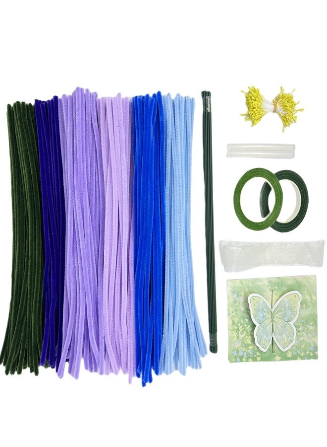 SYMHHA 300Pcs Pipe Cleaners Craft Kit for Flower Bouquets, 6Colors Thick Chenille Stems with Floral Accessories,DIY Art Creative School Crafts Decorations,Bouquet Decor,Ideas for Art Project Activity - Image 1