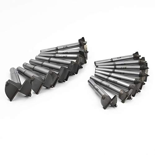 Meichoon Forstner Drill Bit Set 15-35mm 16 Pcs, Carbide Forstner Bits High Speed Steel Wood Tool Punching Bit Wood Slabs Flat Wing Drilling Hole Hinge Cemented Carbide Drilling Counterbore DC01 - Image 2