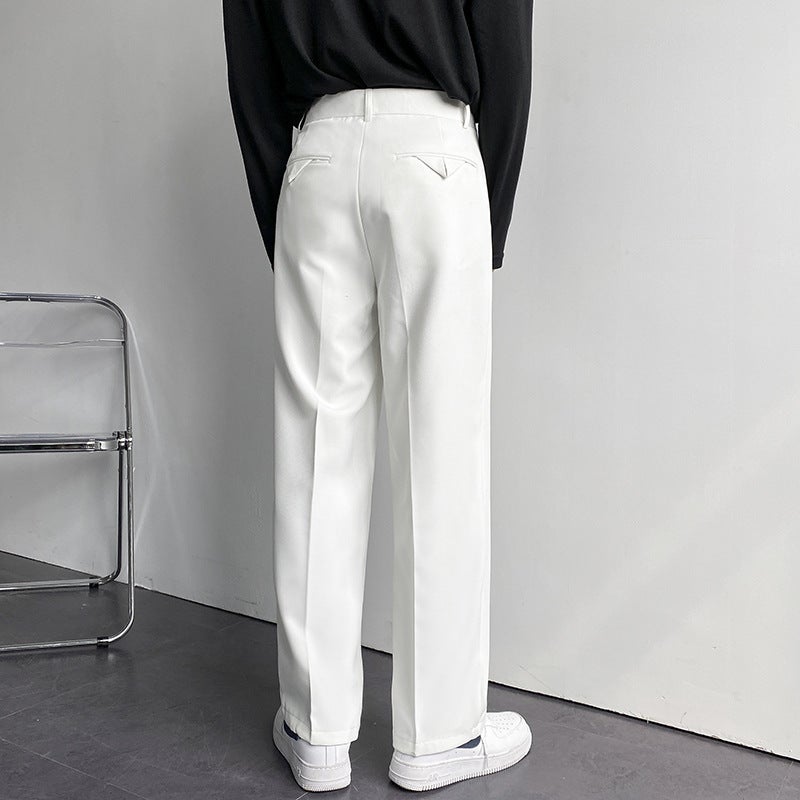 Mens Korean-Style Loose Suit Pants Black.  - Image 4