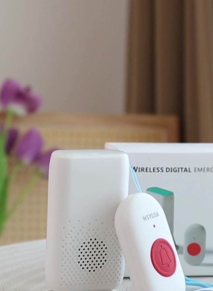 جهاز استدعاء الممرضات اللاسلكي، زر تنبيه واستدعاء للمنزل/كبار السن/المرضى، نظام تنبيه للممرضات مع مرسل مقاوم للماء وجهاز استقبال محمول - Image 1
