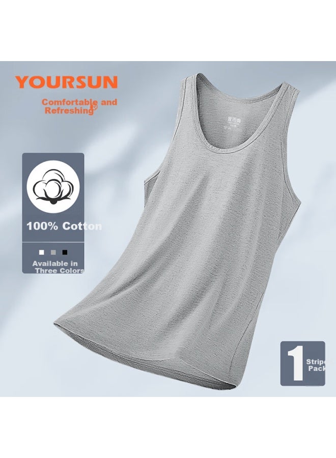 Yiershuang Men's 100% Cotton Vest Summer Thin Breathable Sports Tank Top All Cotton Racerback Undershirt - Image 1