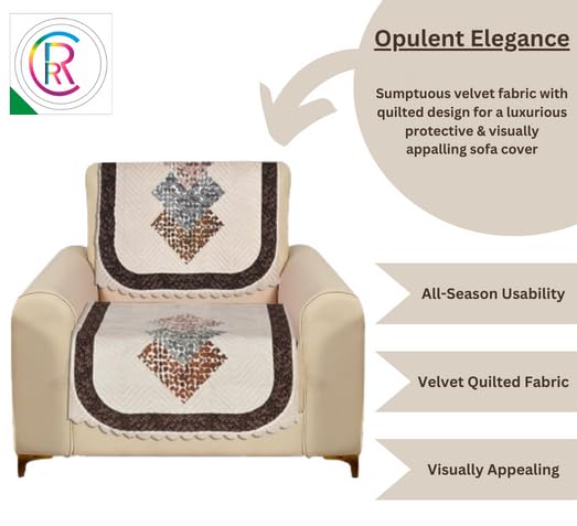 RRC Velvet Floral Quilted Sofa Cover Set 5 Seater | Premium Quilted Sofa Slip Cover,Seat & Back Cover,10 Piece Sofa Covers - Image 2