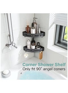 UrbanEssentia Bathroom Shelf, Pack of 2pcs, Shower Caddy, No drilling Bathroom Organizer, Light-Weight Aluminum, Self-Adhesive Bathroom Shelves, Wall mounted Bathroom Rack, Corner Shower Shelf.  - Image 4