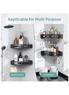 UrbanEssentia Bathroom Shelf, Pack of 2pcs, Shower Caddy, No drilling Bathroom Organizer, Light-Weight Aluminum, Self-Adhesive Bathroom Shelves, Wall mounted Bathroom Rack, Corner Shower Shelf.  - Image 5