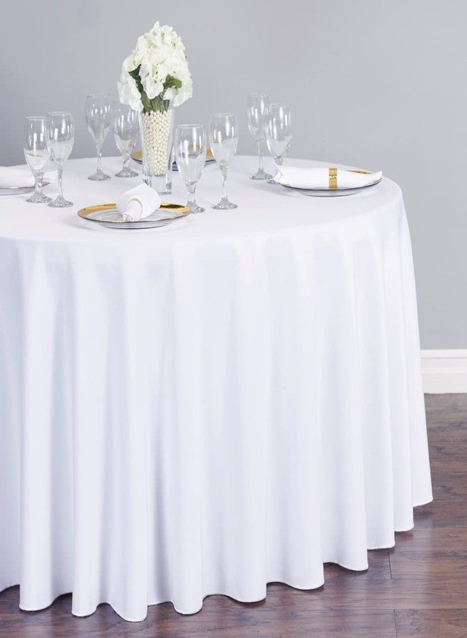 LTC LINENS 5 Pack 120 Inch Round Tablecloth White - Bulk for 60 Inch Round Table Floor Length - Wrinkle Resistant Polyester Fabric Cloth for Wedding - Image 3