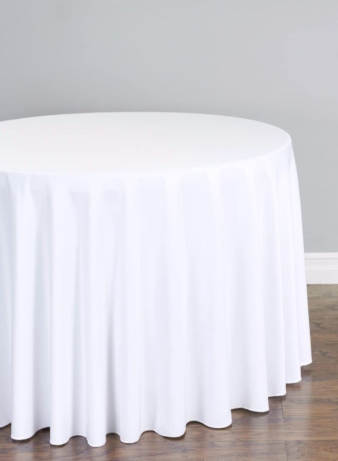 LTC LINENS 5 Pack 120 Inch Round Tablecloth White - Bulk for 60 Inch Round Table Floor Length - Wrinkle Resistant Polyester Fabric Cloth for Wedding - Image 2