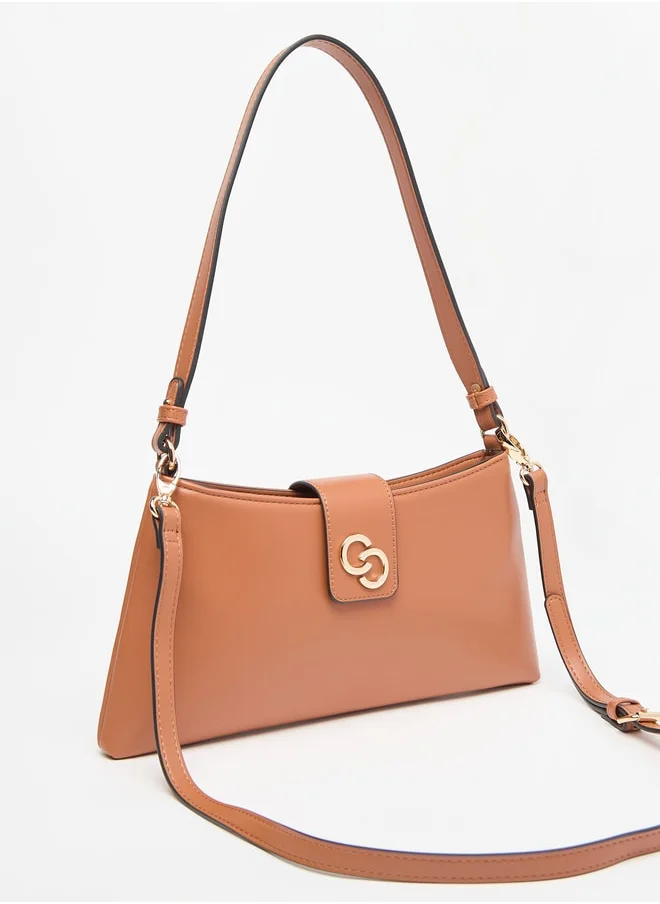 سيليست Solid Shoulder Bag with Detachable Strap and Magnetic Closure