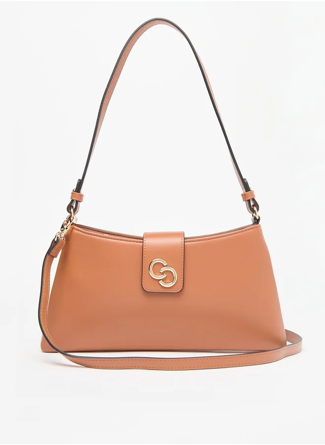 سيليست Solid Shoulder Bag with Detachable Strap and Magnetic Closure