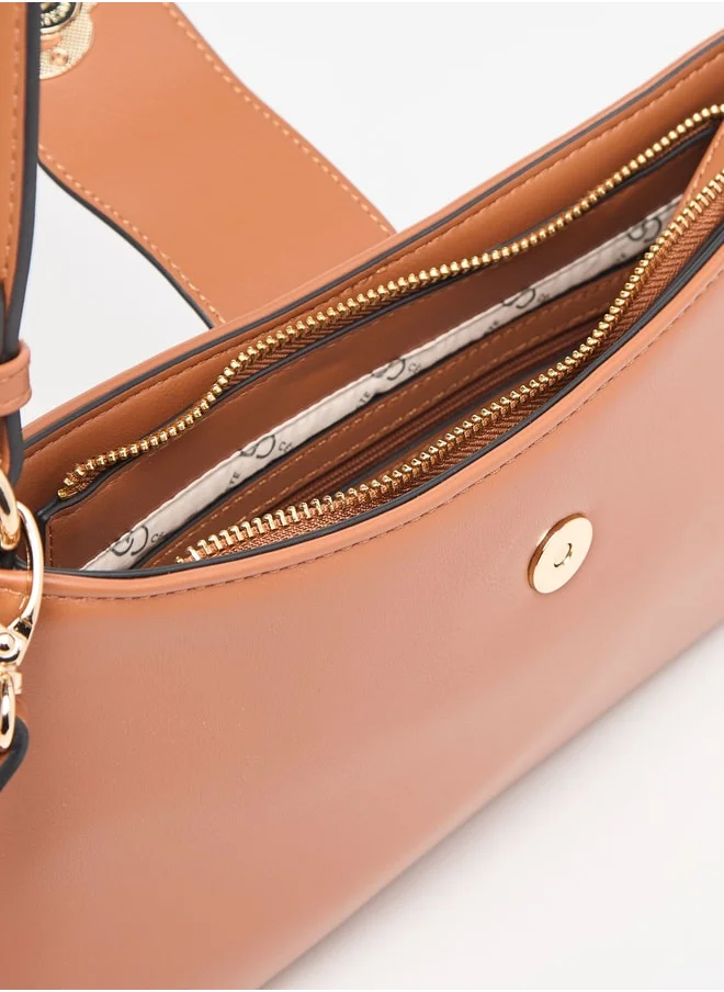 Celeste Solid Shoulder Bag with Detachable Strap and Magnetic Closure