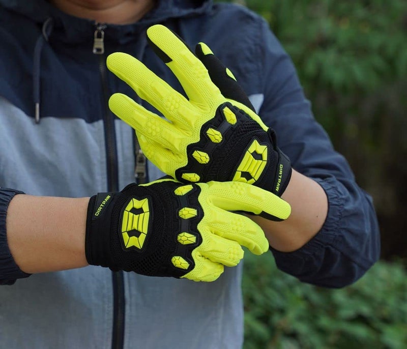 Seibertron Dirtpaw Unisex MX ATV MTB Racing Gloves - Full Finger Touchscreen Glove for Bicycle Cycling Mountain Biking Motorcycle and Motocross Fluo Yellow S - Image 5