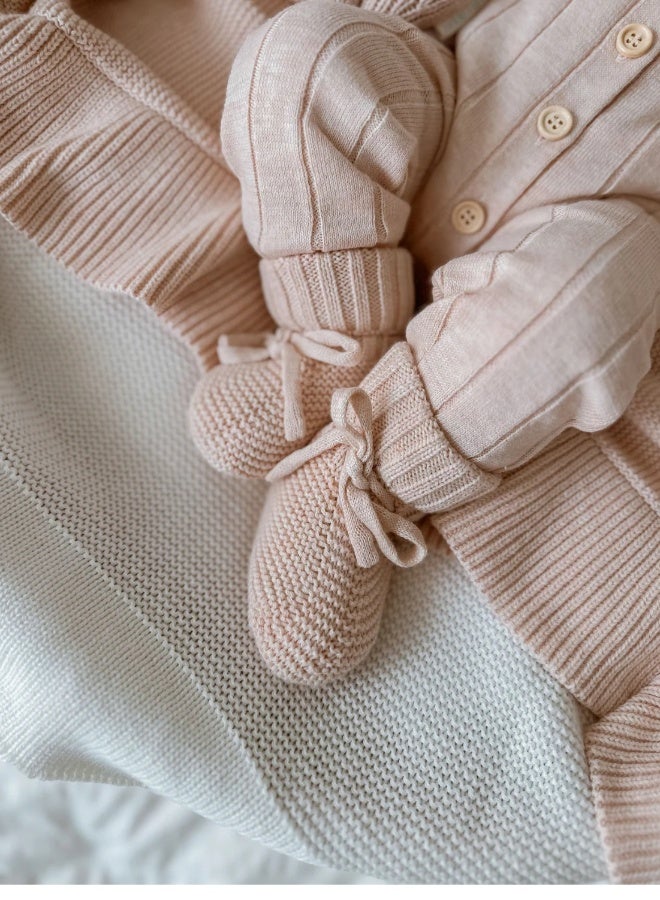 Beauwa baby Mini Knit Booties - Pink Lemonade - Image 4