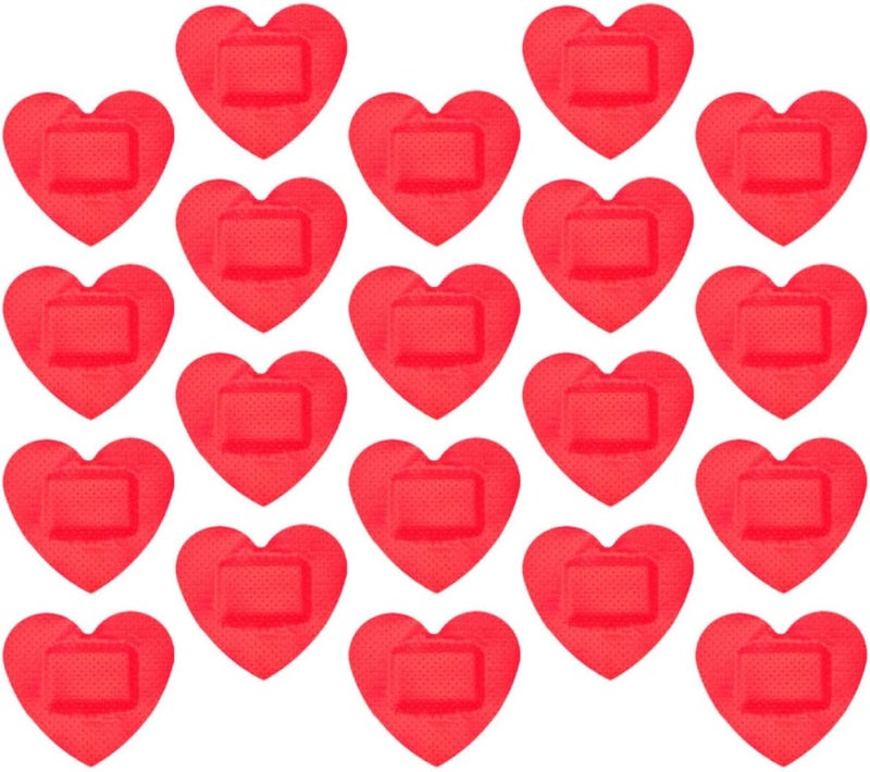 Mikinona Heart-Shaped Adhesive Wound Bandages Patches, Breathable Small Wound Care Bandages, Red 60Pcs for Outdoor Sports and Medical First Aid - Image 1