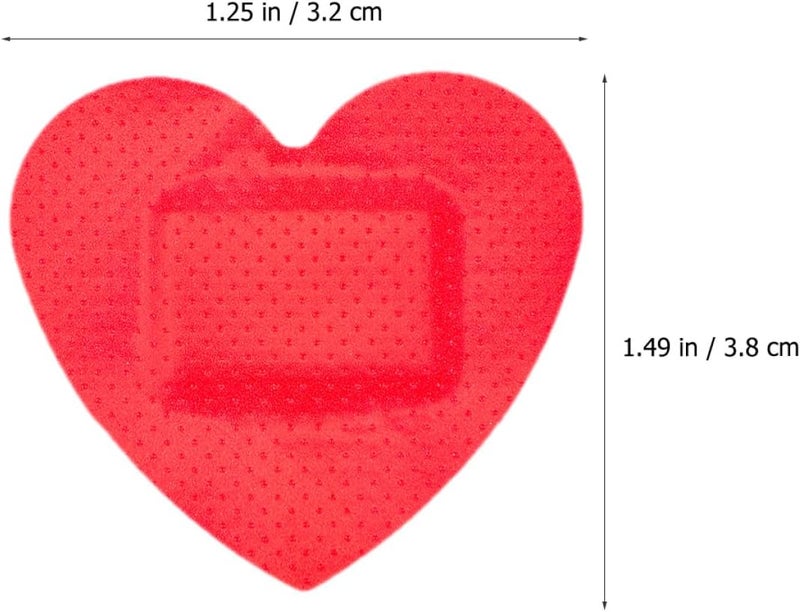 Mikinona Heart-Shaped Adhesive Wound Bandages Patches, Breathable Small Wound Care Bandages, Red 60Pcs for Outdoor Sports and Medical First Aid - Image 2