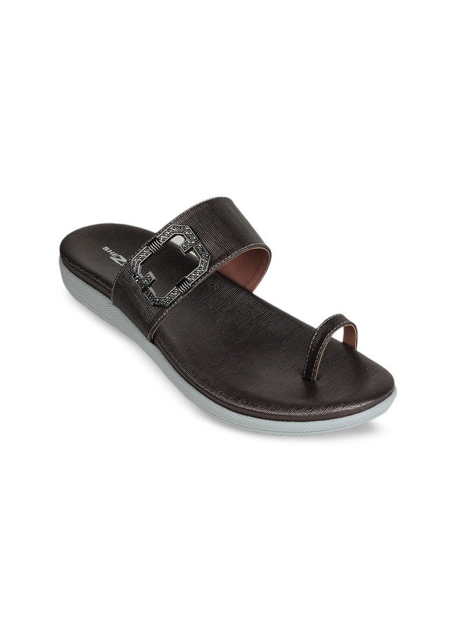 She Zone Buckle Embellished One Toe Flats for Women - Image 2