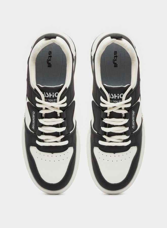Styli Color Block Skateboard Lace Up Sneakers - Image 5