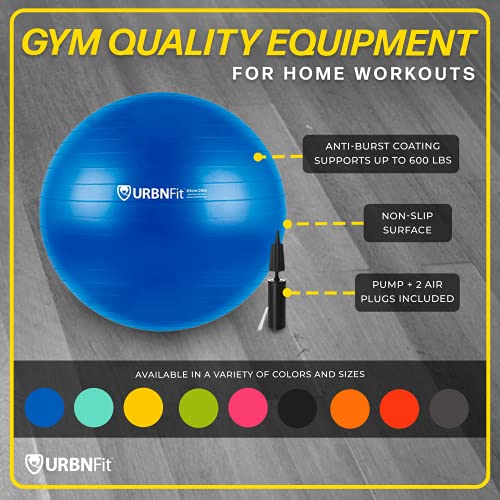 URBNFit Exercise Ball - Yoga Ball in Multiple Sizes for Yoga, Pilates, Pregnancy, Stability - Anti-Burst Swiss Balance Ball w/Quick Pump – Office Ball Chair for Home and Gym – 18 Inch - Pink - Image 3