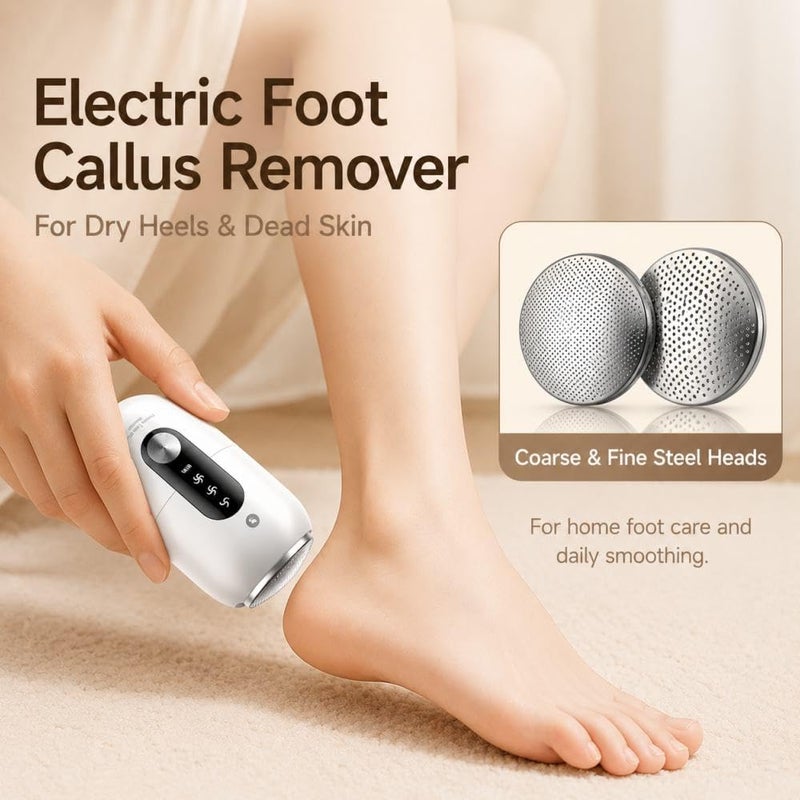 Cuorvag Electric Callus Remover for Feet, Rechargeable Electric Foot File & Foot Scrubber for Dead Skin, Dry Heels and Hard Skin, 3 Speeds, Dual Stainless Steel Heads, IPX6 Washable, Type-C - Image 3